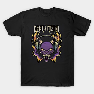 Death Metal Satanic Baphomet Cat T-Shirt